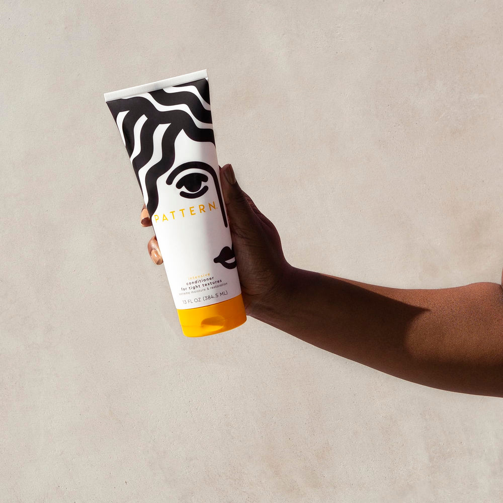 PATTERN Intensive Conditioner packaging beside comb for routine conditioning