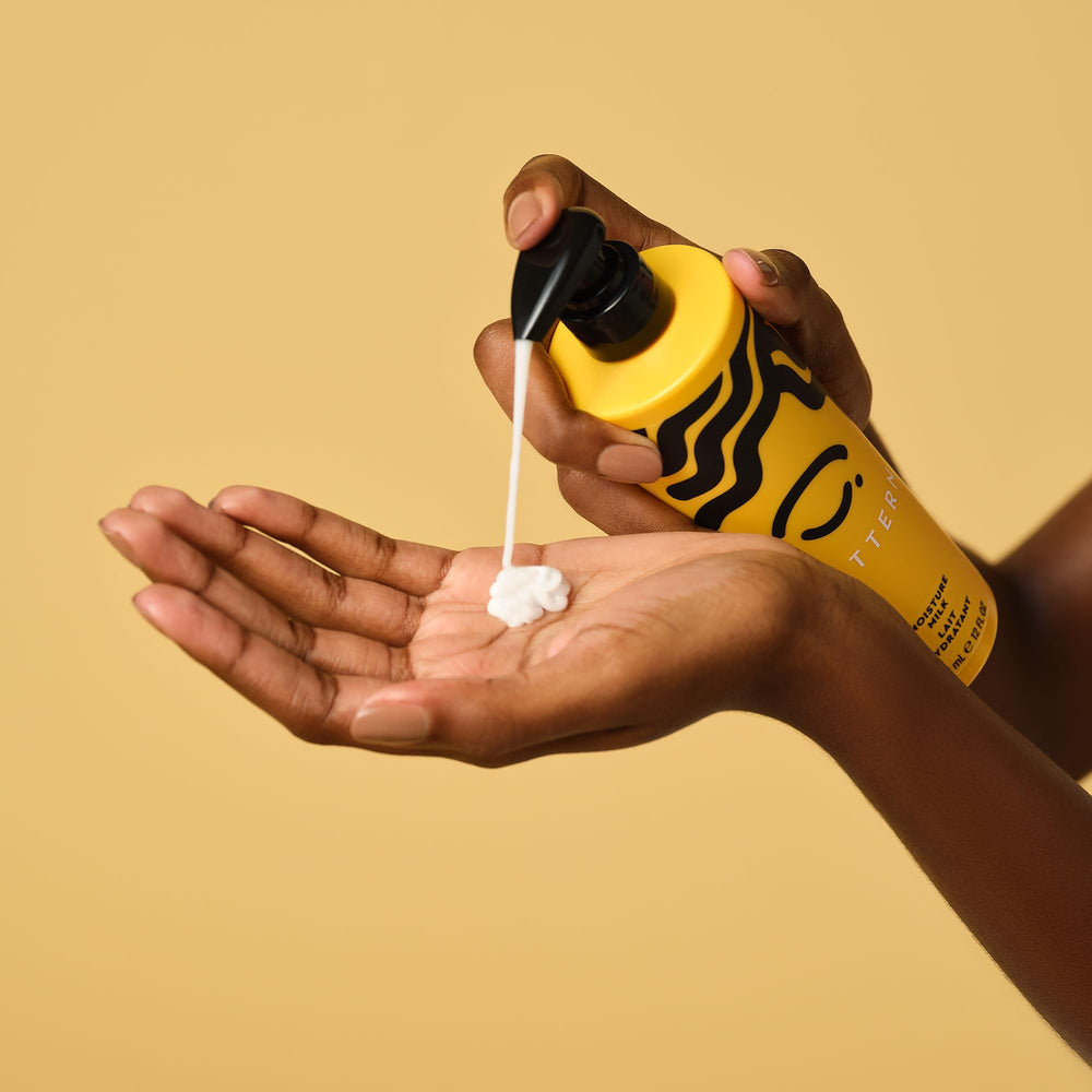 PATTERN Moisture Hair Milk finish demonstrates ready-to-go wash-and-go look