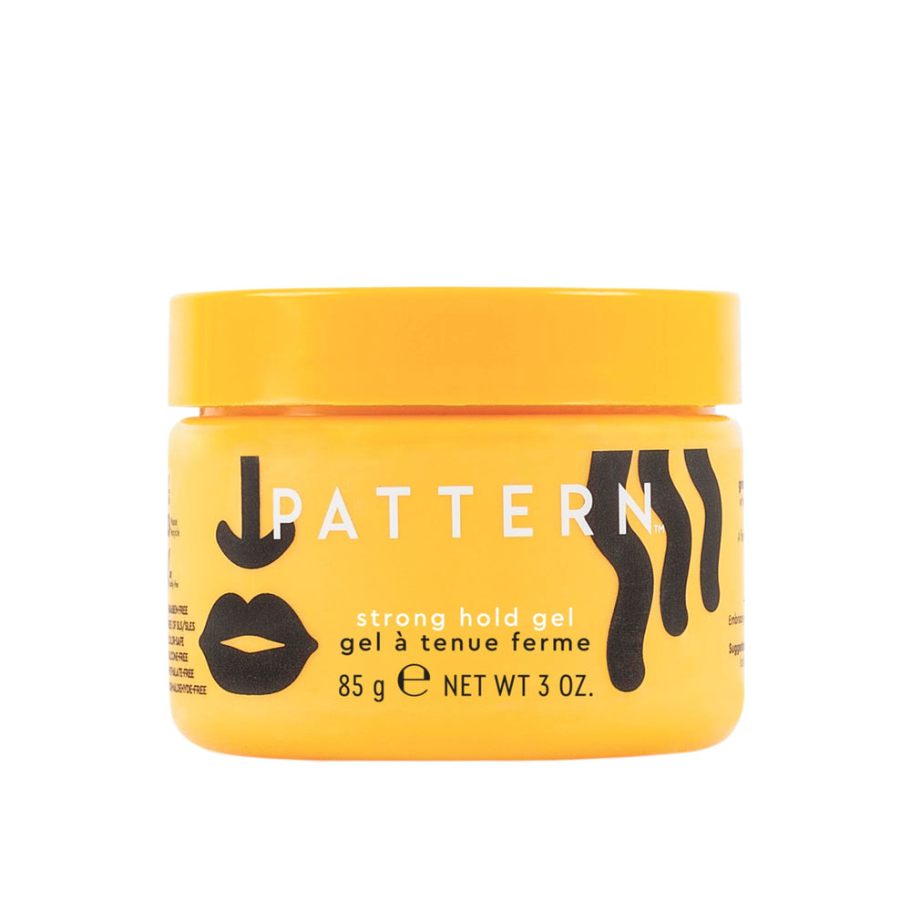 PATTERN Strong Hold Gel 3 oz jar provides secure, flexible control.