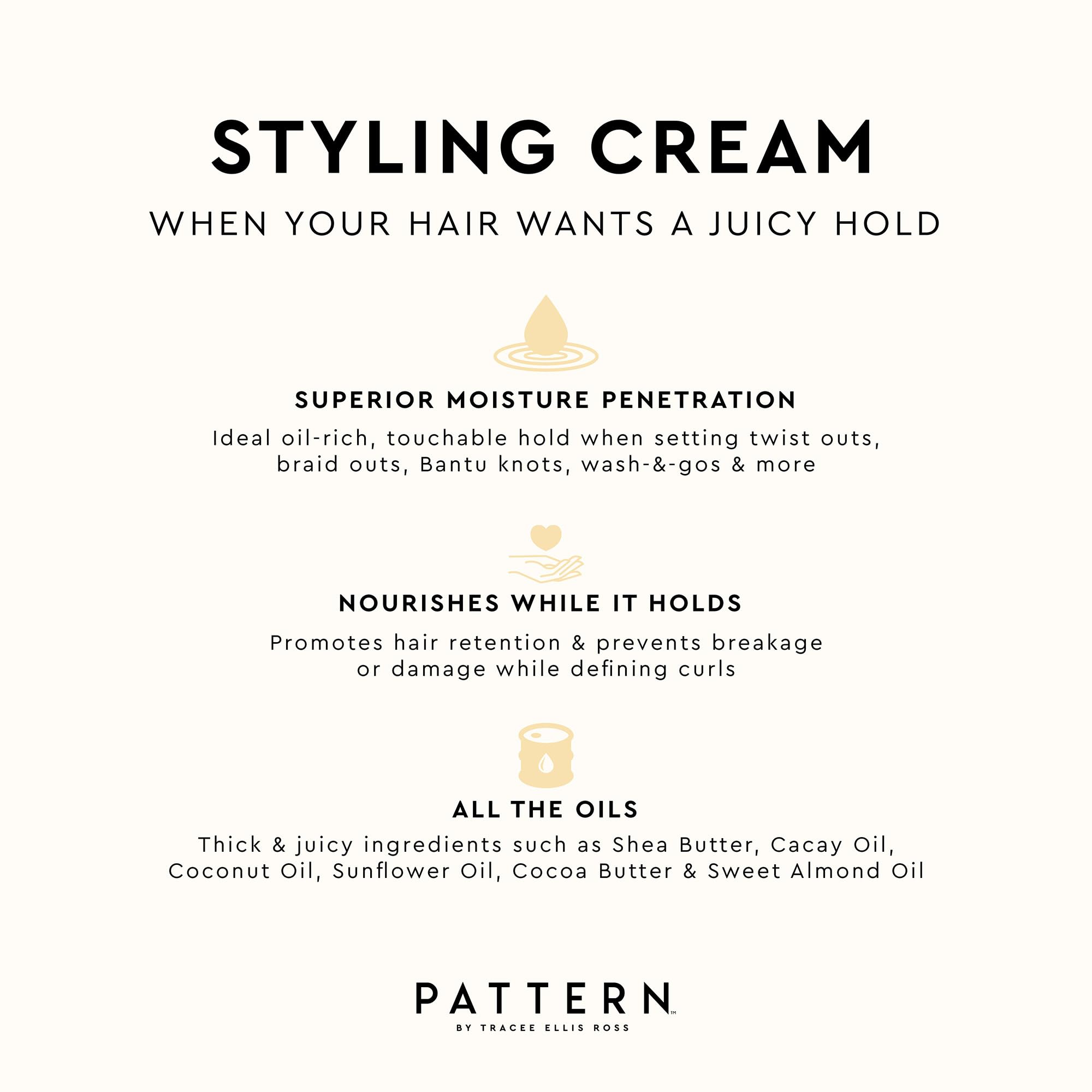 PATTERN Styling Cream bottle displays color-safe, sulfate-free formula.