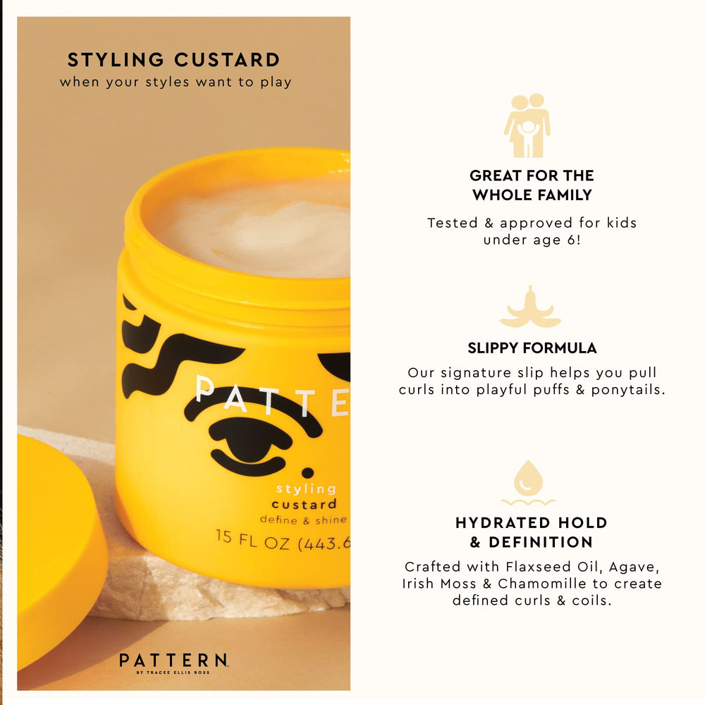 PATTERN Styling Custard provides hydrated hold for defined, glossy curls.