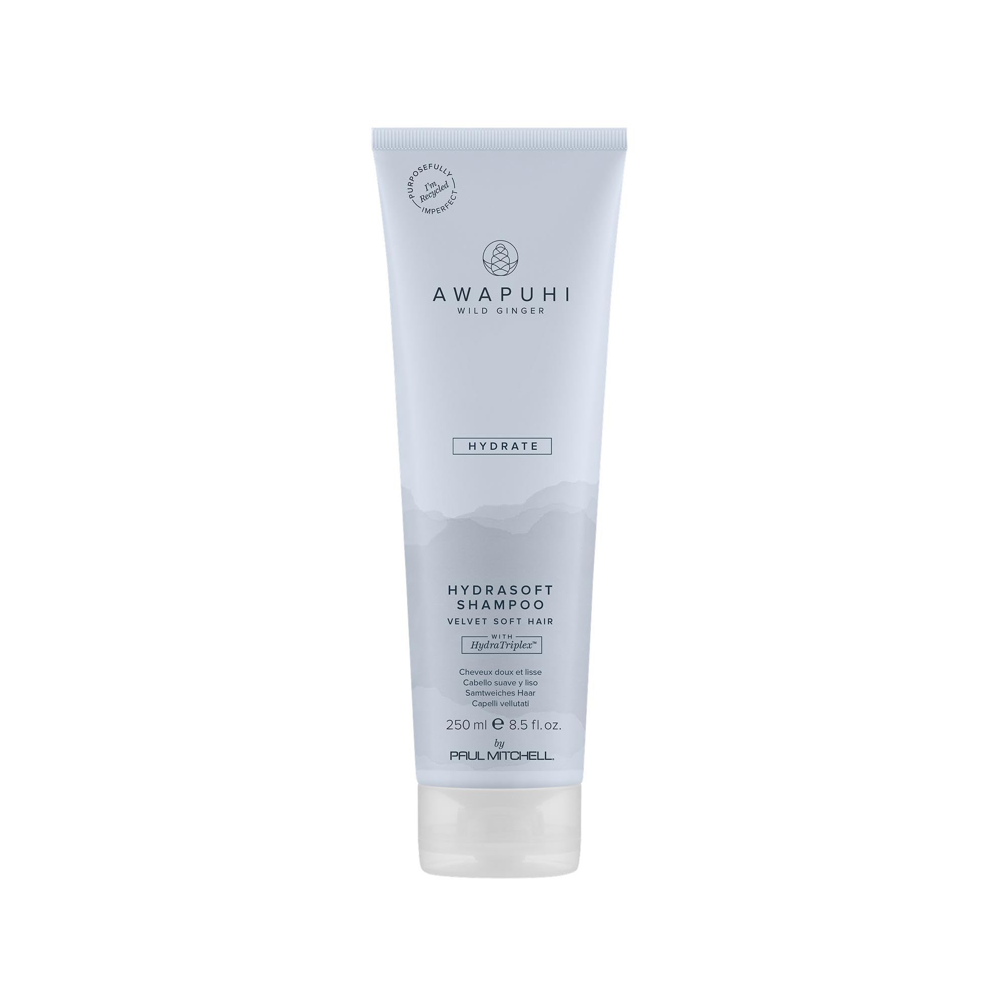 Paul Mitchell Awapuhi Wild Ginger HydraSoft bottle shows color-safe, sulfate-free cleansing.