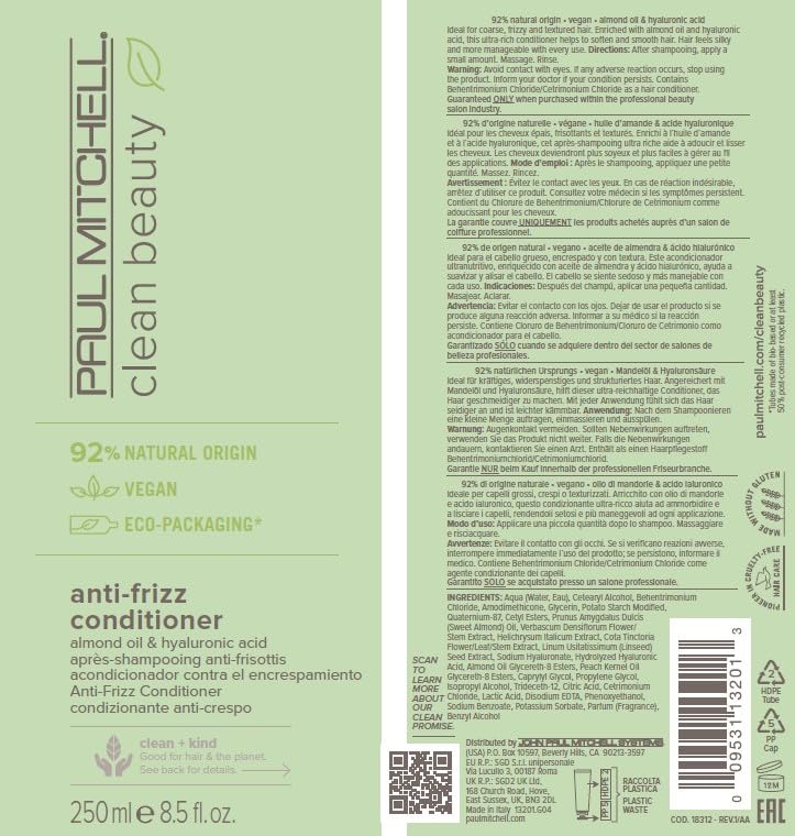 Eco-friendly packaging of Paul Mitchell Clean Beauty conditioner using bio-based plastic