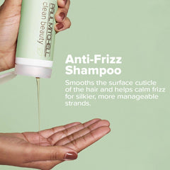 Paul Mitchell Clean Beauty Anti-Frizz Shampoo packaging side highlights eco-friendly packaging.