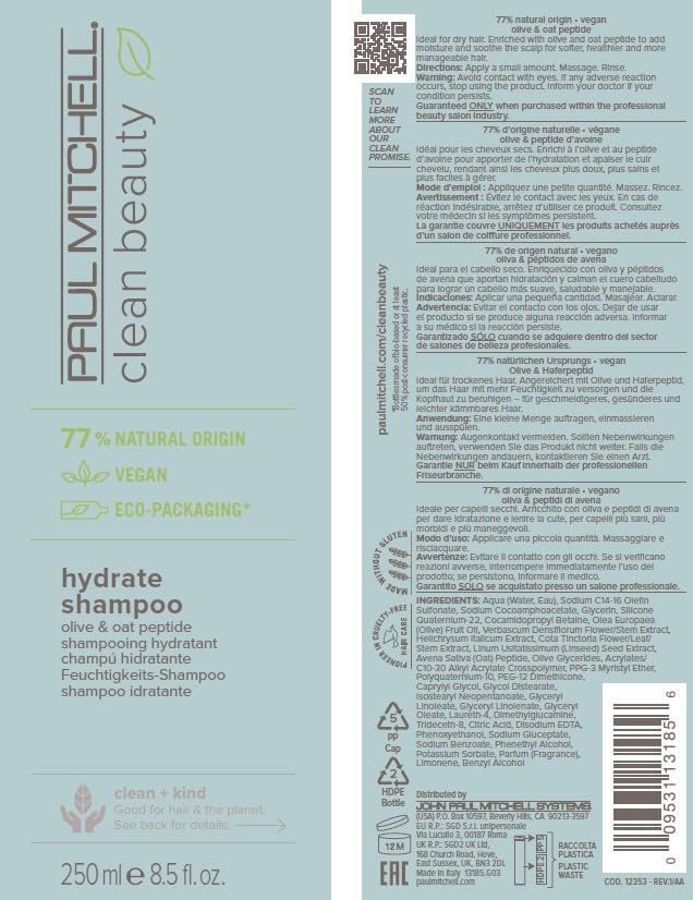 Paul Mitchell Clean Beauty Hydrate Shampoo fragrance close-up soft floral earthy scent.