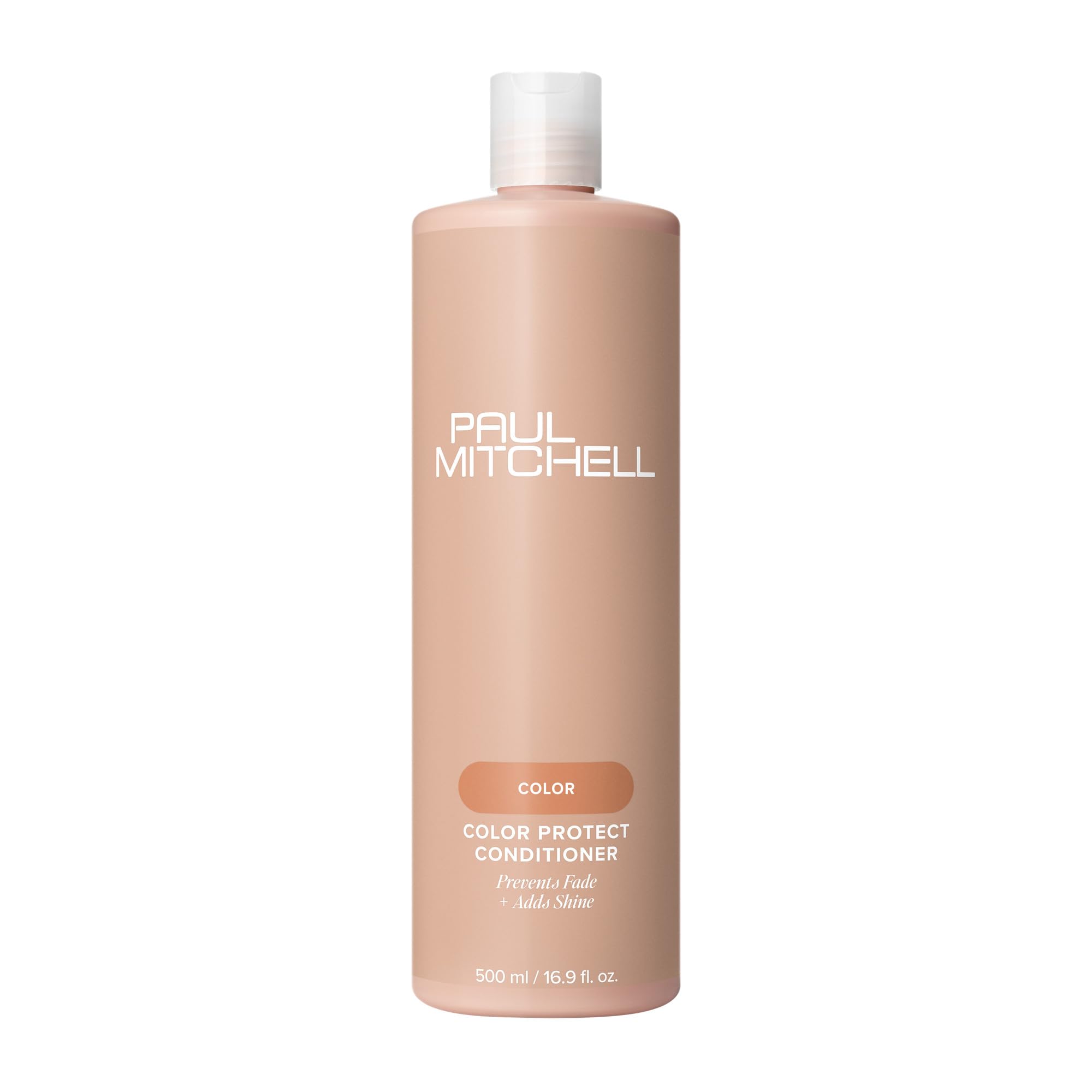 Paul Mitchell Color Protect conditioner bottle highlighting color protection and UV shielding.