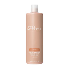 Paul Mitchell Color Protect conditioner bottle highlighting color protection and UV shielding.