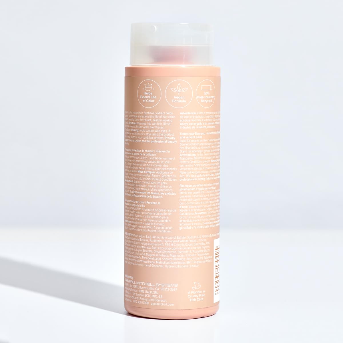 Paul Mitchell Color Protect Shampoo packaging made with PCR materials