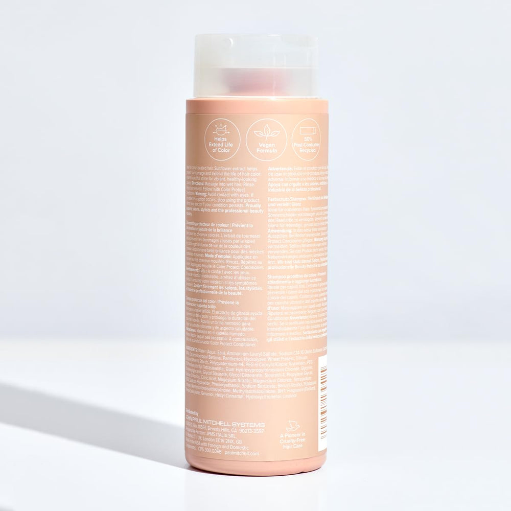 Paul Mitchell Color Protect Shampoo packaging made with PCR materials