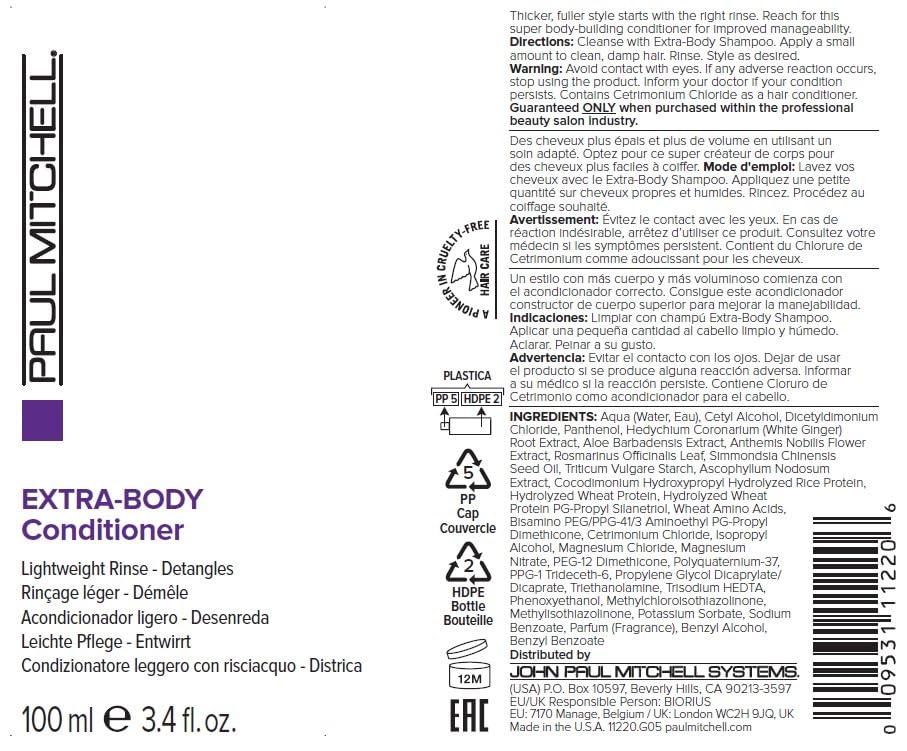 Paul Mitchell Extra-Body conditioner bottle with crisp apple fragrance