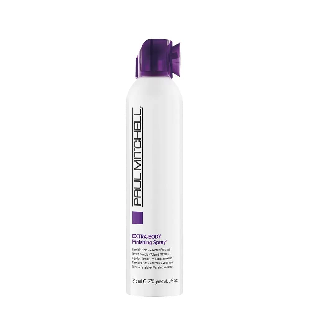 Paul Mitchell Extra-Body Hairspray bottle boosts volume on fine hair