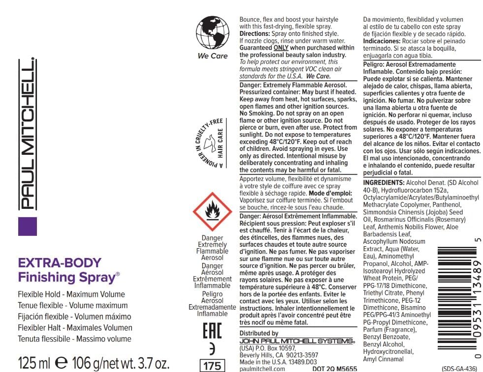 Paul Mitchell Extra-Body Finishing Spray, fragancia de manzana fresca para peinados.