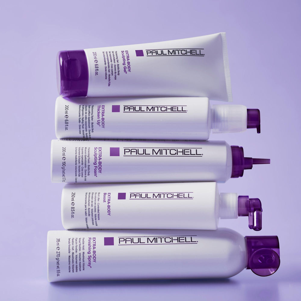 Paul Mitchell Extra-Body Finishing Spray, volumen visible para cabello fino.