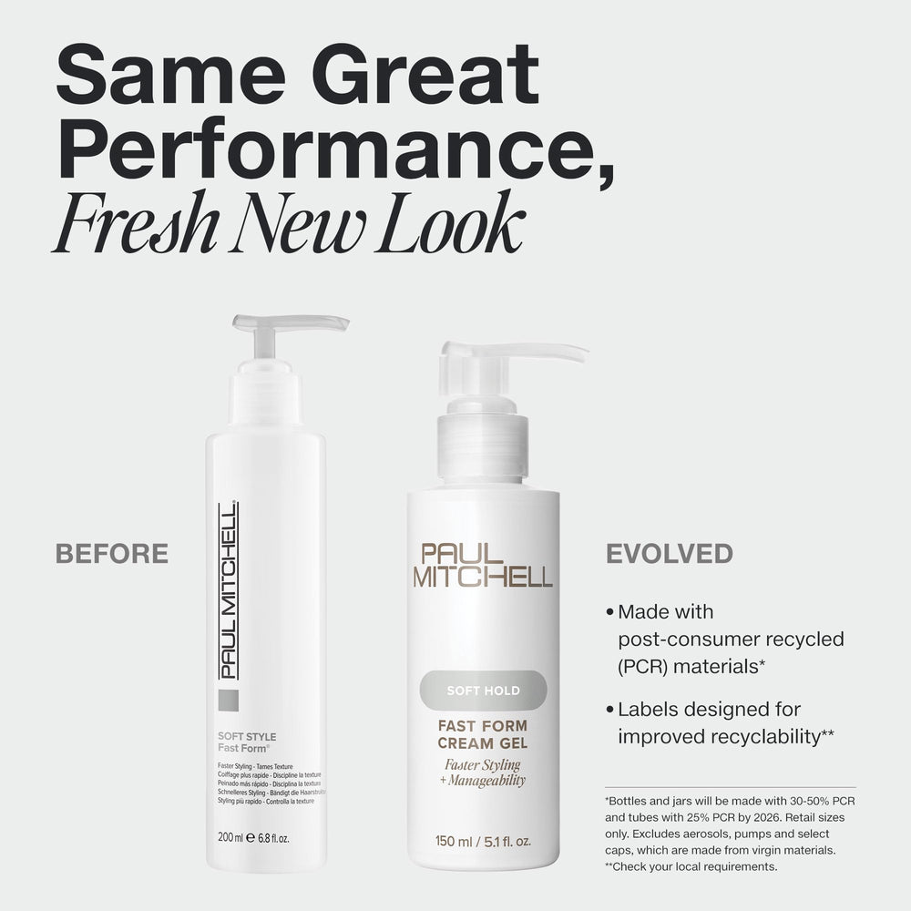 Paul Mitchell Fast Form pump showing easy application for faster drying.