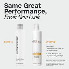 Paul Mitchell Foaming Pomade dispensing pump in action for controlled styling