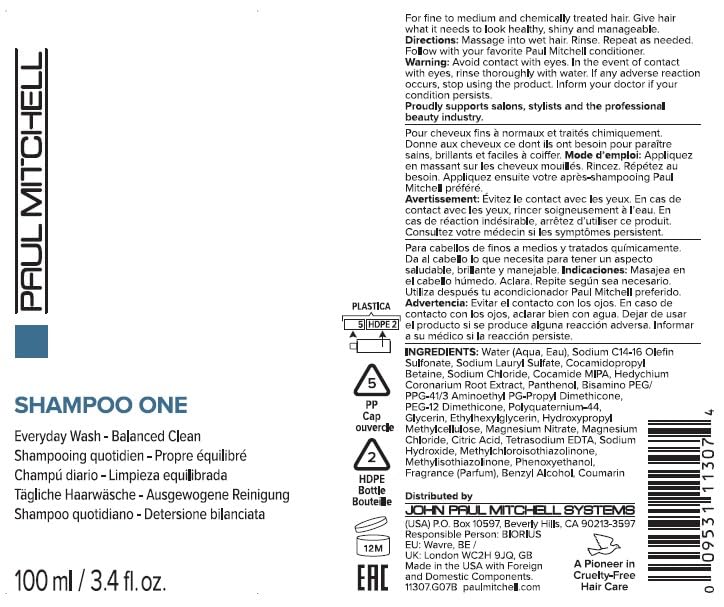 Paul Mitchell Shampoo One is ideal for fine to medium hair types.