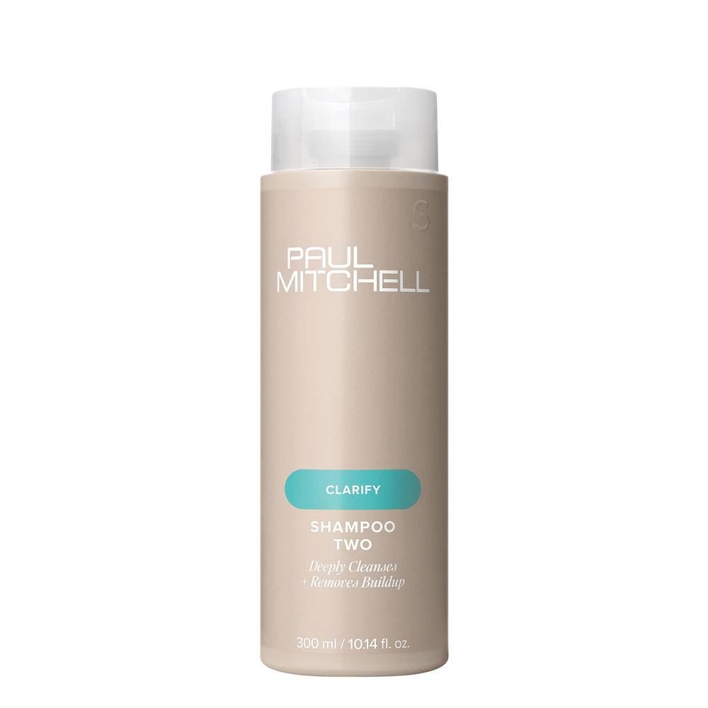 Paul Mitchell Shampoo Two, botella frontal: limpieza profunda para cabello graso y frescura.