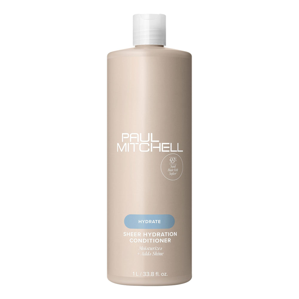 Paul Mitchell Sheer Hydration Conditioner bottle delivering lightweight moisture for dry hair.
