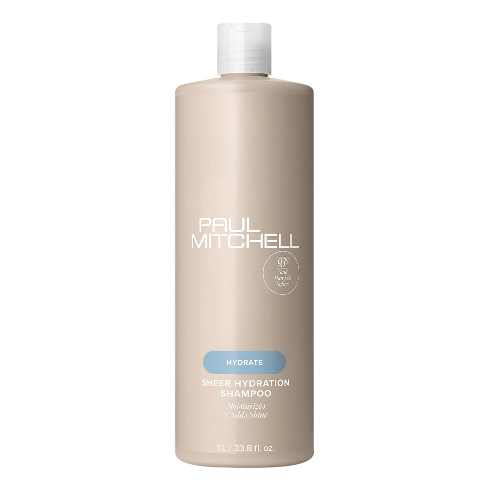 Paul Mitchell Sheer Hydration Shampoo bottle showing sea moss infusion for hydration