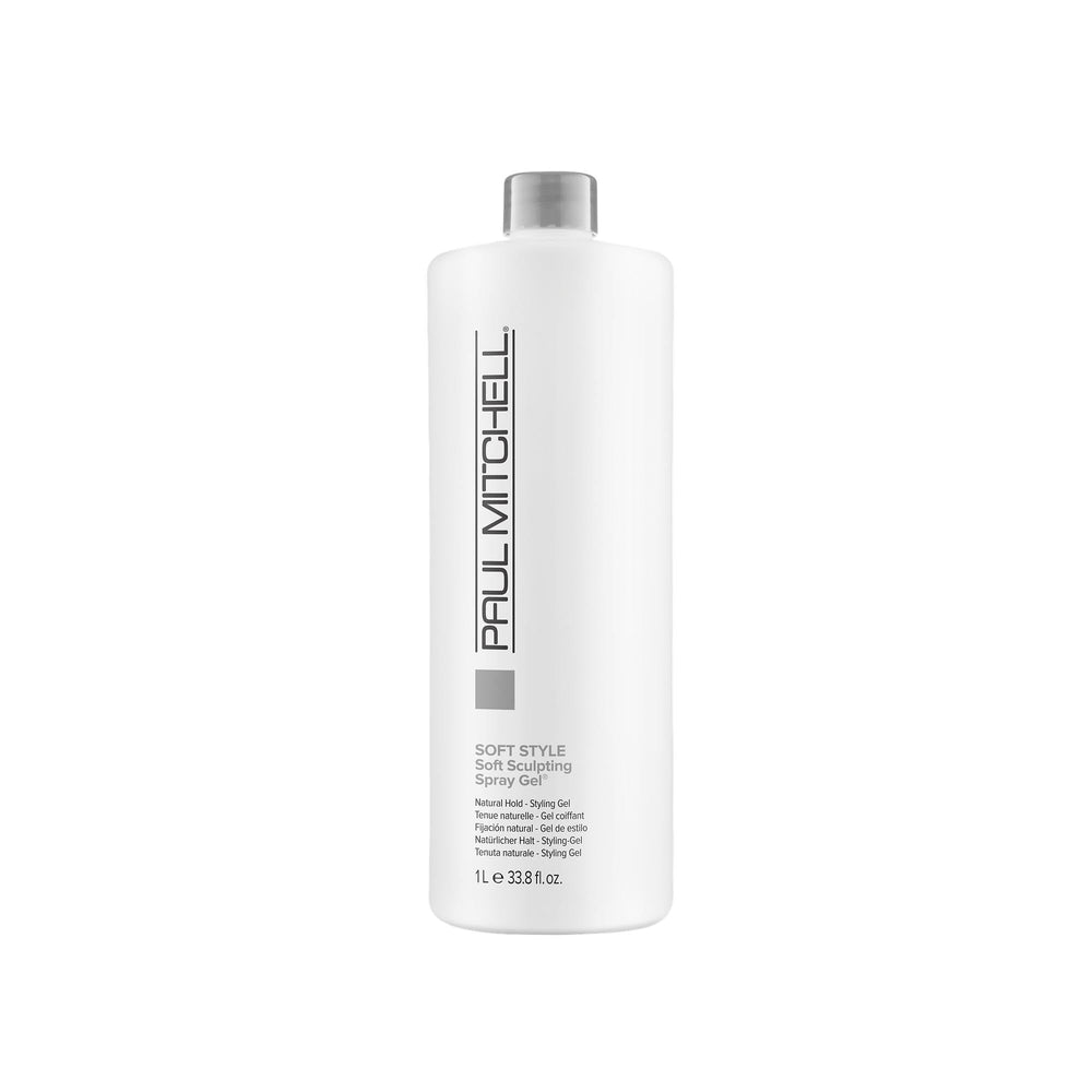 Paul Mitchell Soft Sculpting Spray Gel bottle delivers natural-looking hold and shine for all hair types.