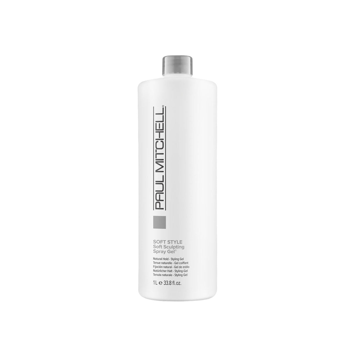 Paul Mitchell Soft Sculpting Spray Gel bottle delivers natural-looking hold and shine for all hair types.