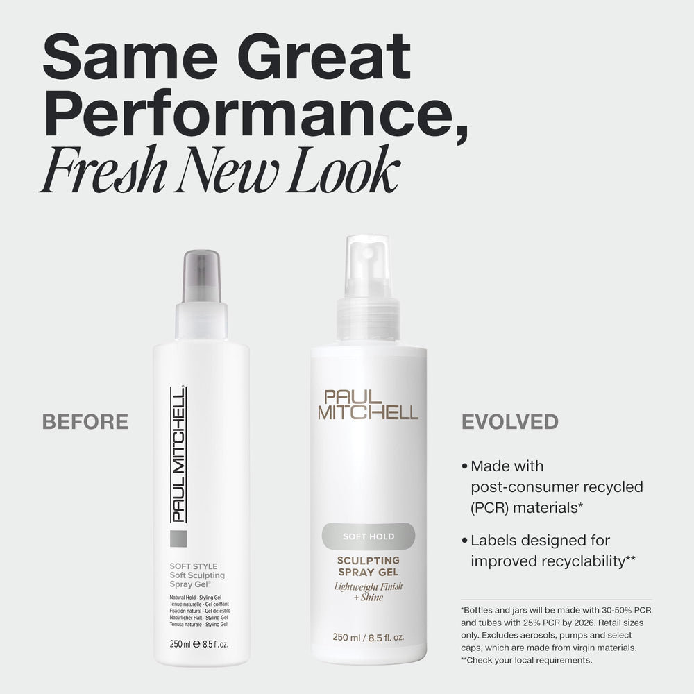 Close-up of spray nozzle on Paul Mitchell Soft Sculpting Spray Gel for easy application.