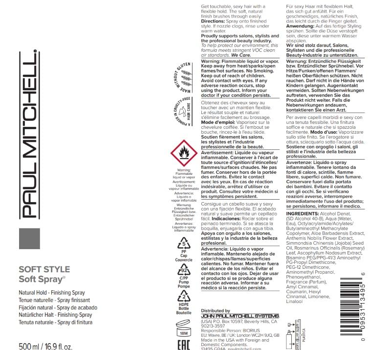 Paul Mitchell Soft Spray recyclable packaging close-up
