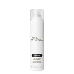 Paul Mitchell Stay Strong hairspray bottle, fine mist for layered, humidity-resistant hold.