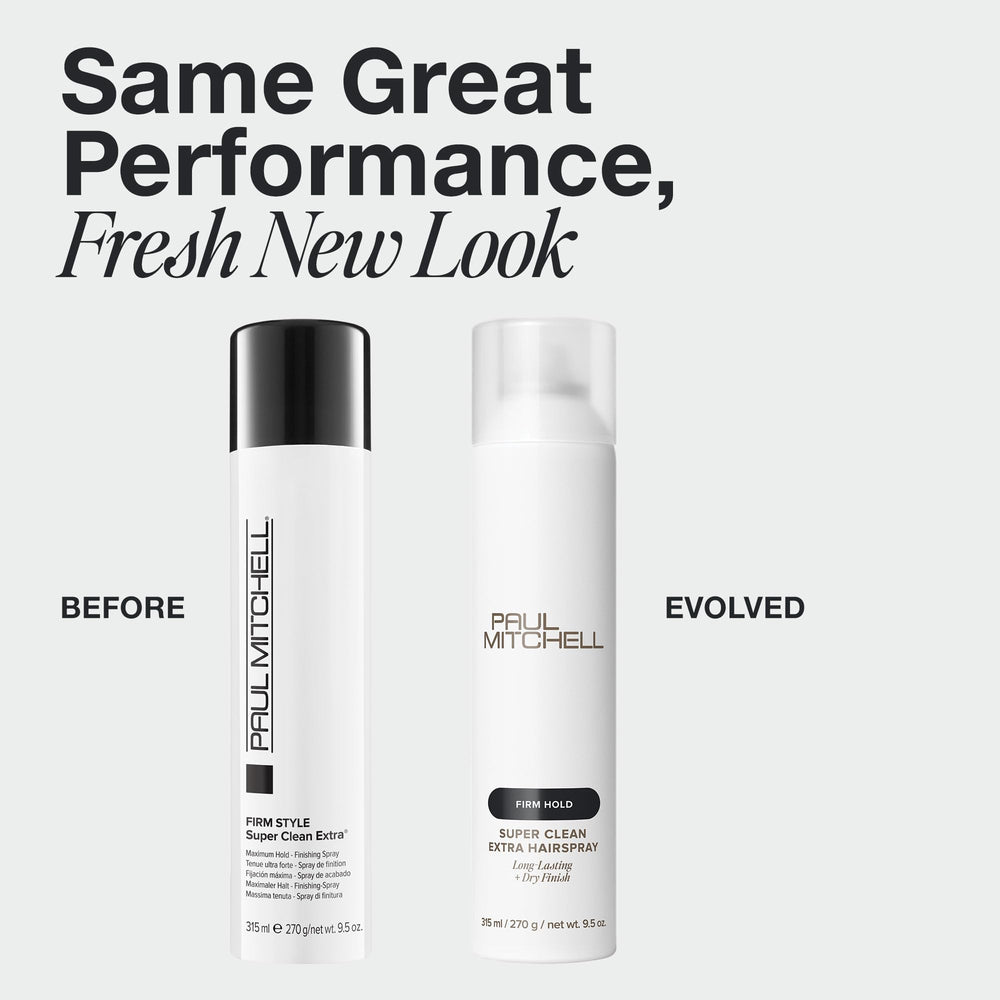 Paul Mitchell Super Clean Extra Hairspray, atomizador, acabado rápido y uniforme.