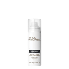 Paul Mitchell Super Clean Extra Hairspray, botella, fijación duradera y brillo.