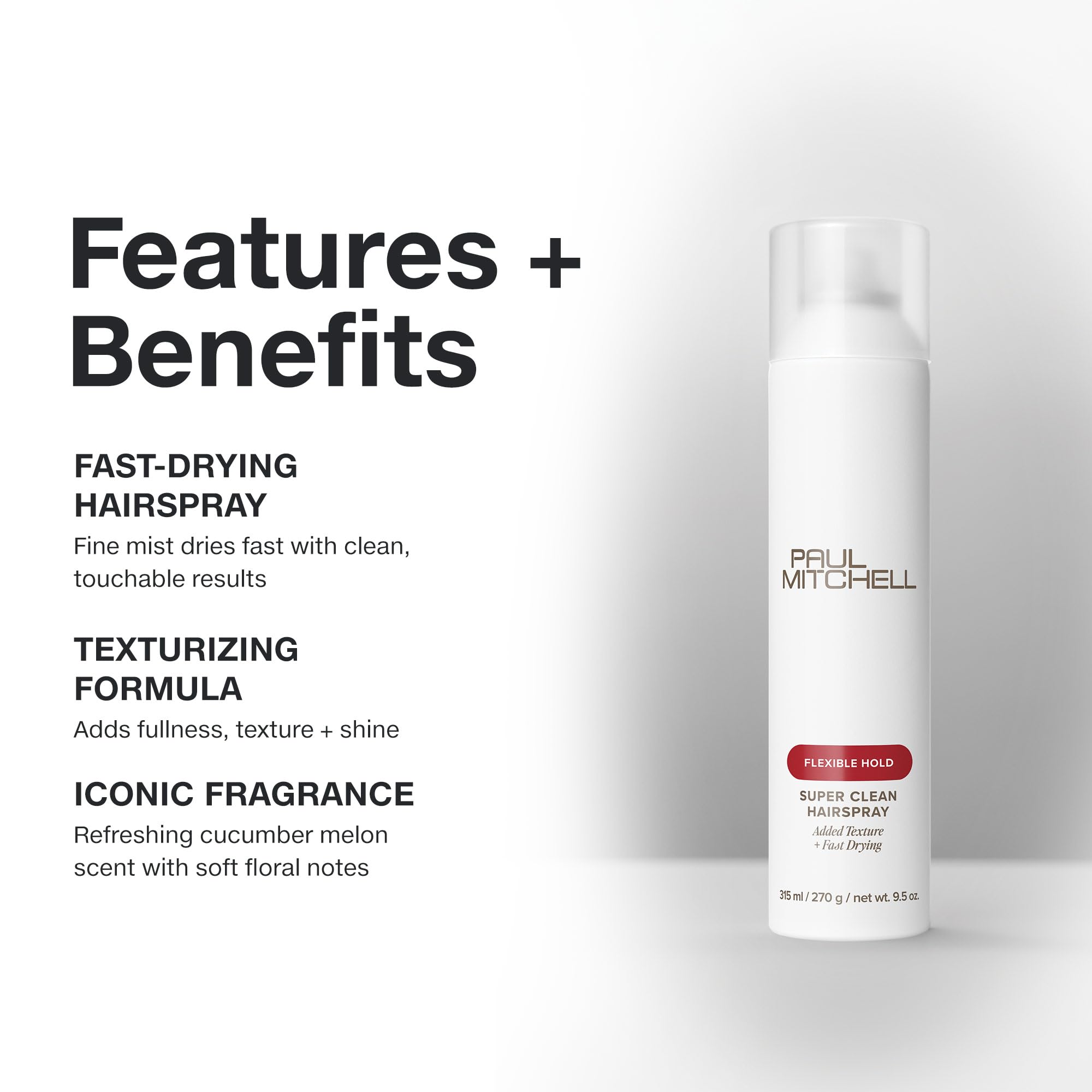 Paul Mitchell Super Clean Hairspray ofrece brillo natural y acabado suave