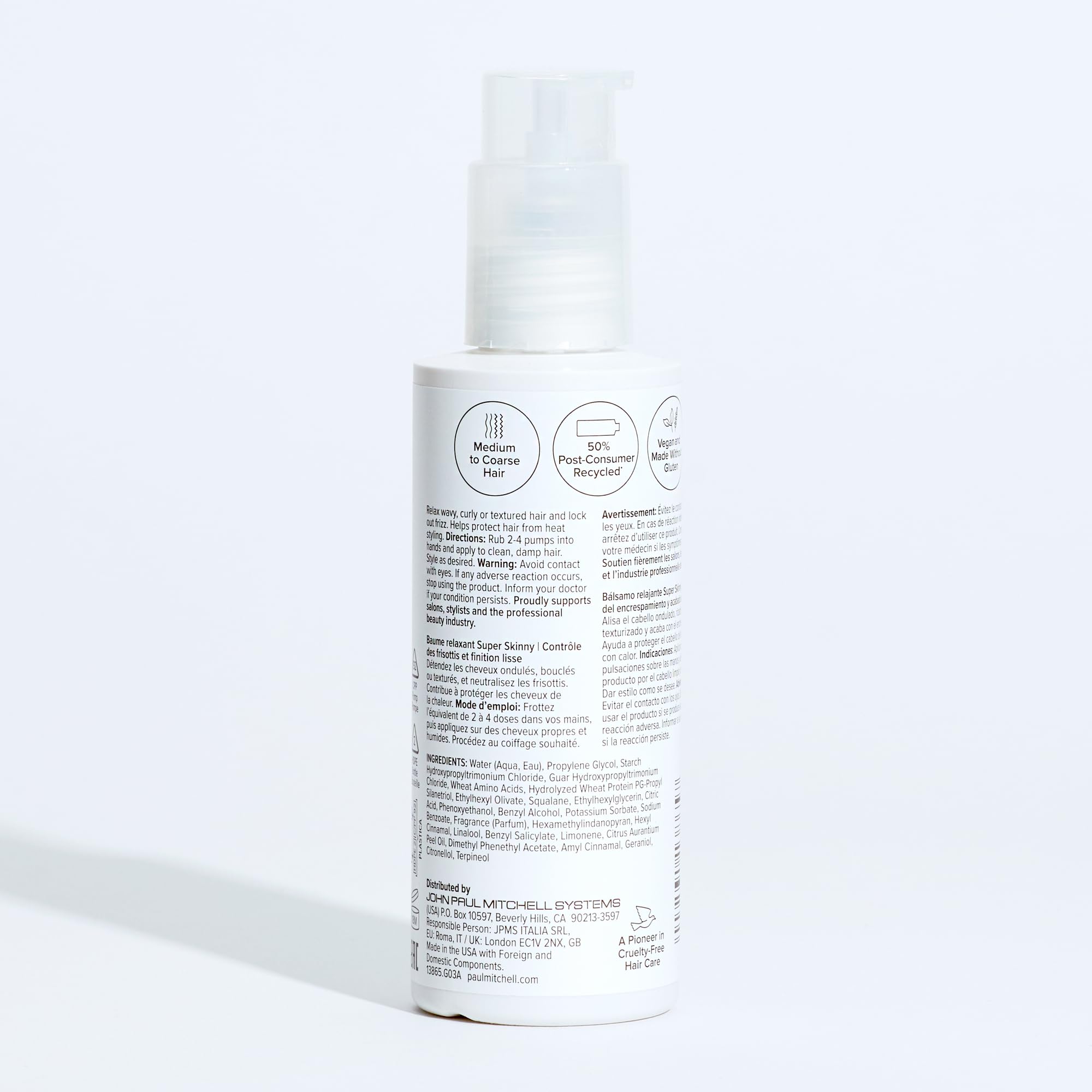 Paul Mitchell packaging uses post-consumer recycled materials.