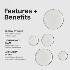 Paul Mitchell balm shown delivering quick-drying action after use.