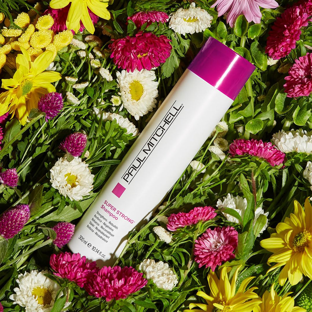 Paul Mitchell Super Strong Shampoo lather demonstrates gentle cleansing that protects color