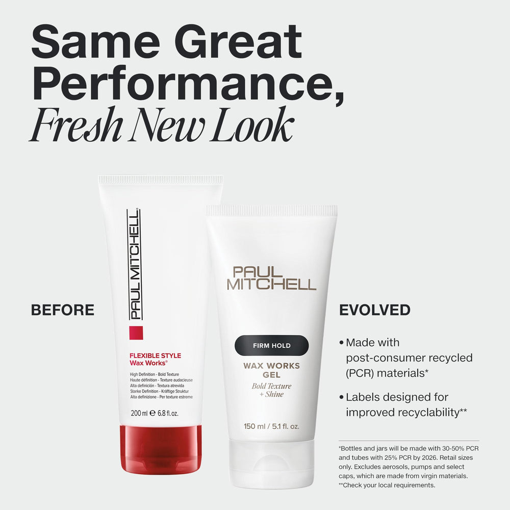 Paul Mitchell Wax Works dispensing cap enables controlled styling with precision.