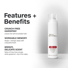 Paul Mitchell Worked Up hairspray provides flexible memory with a light, brushable hold