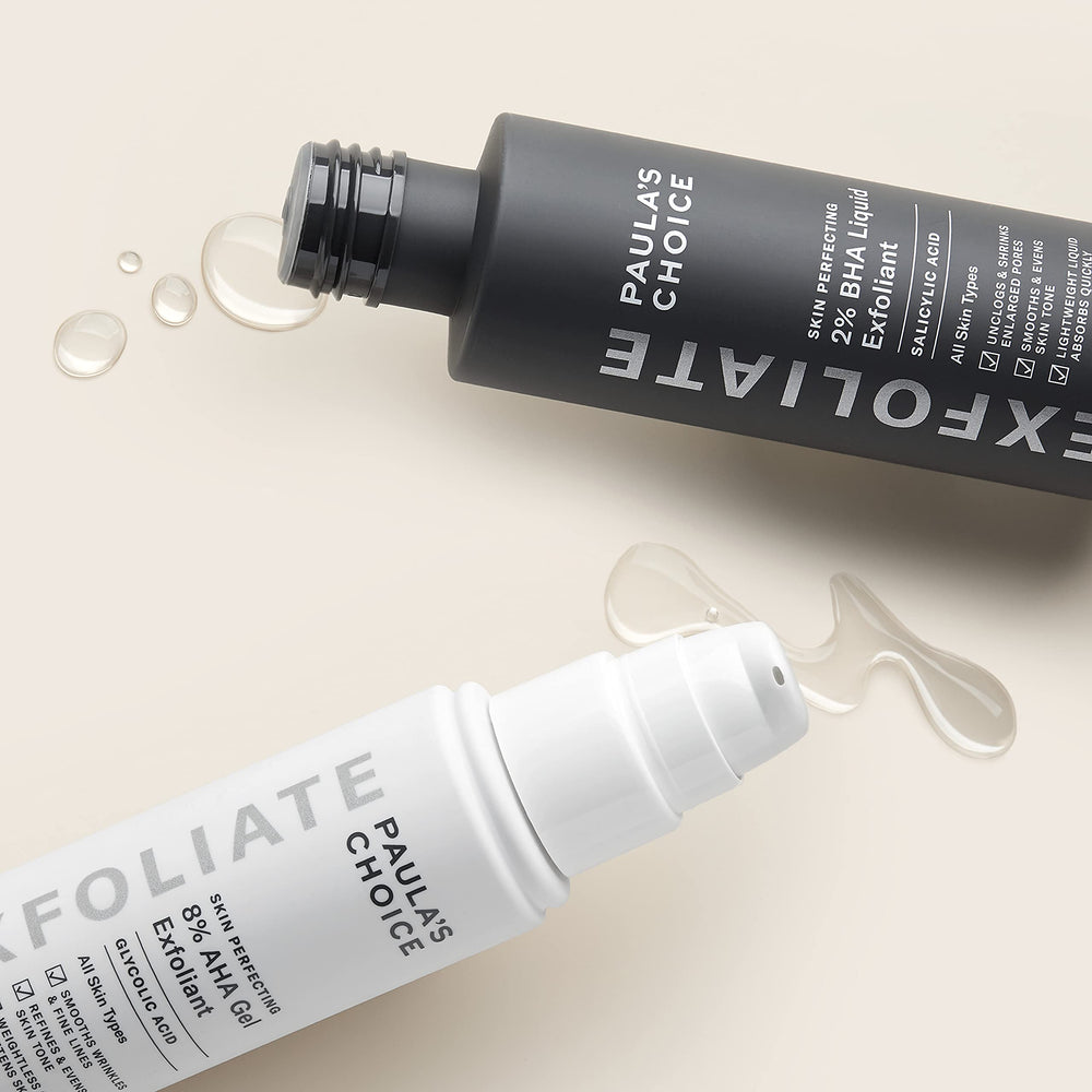Paula's Choice 2% BHA Liquid Exfoliant bottle close-up indicating pore refinement