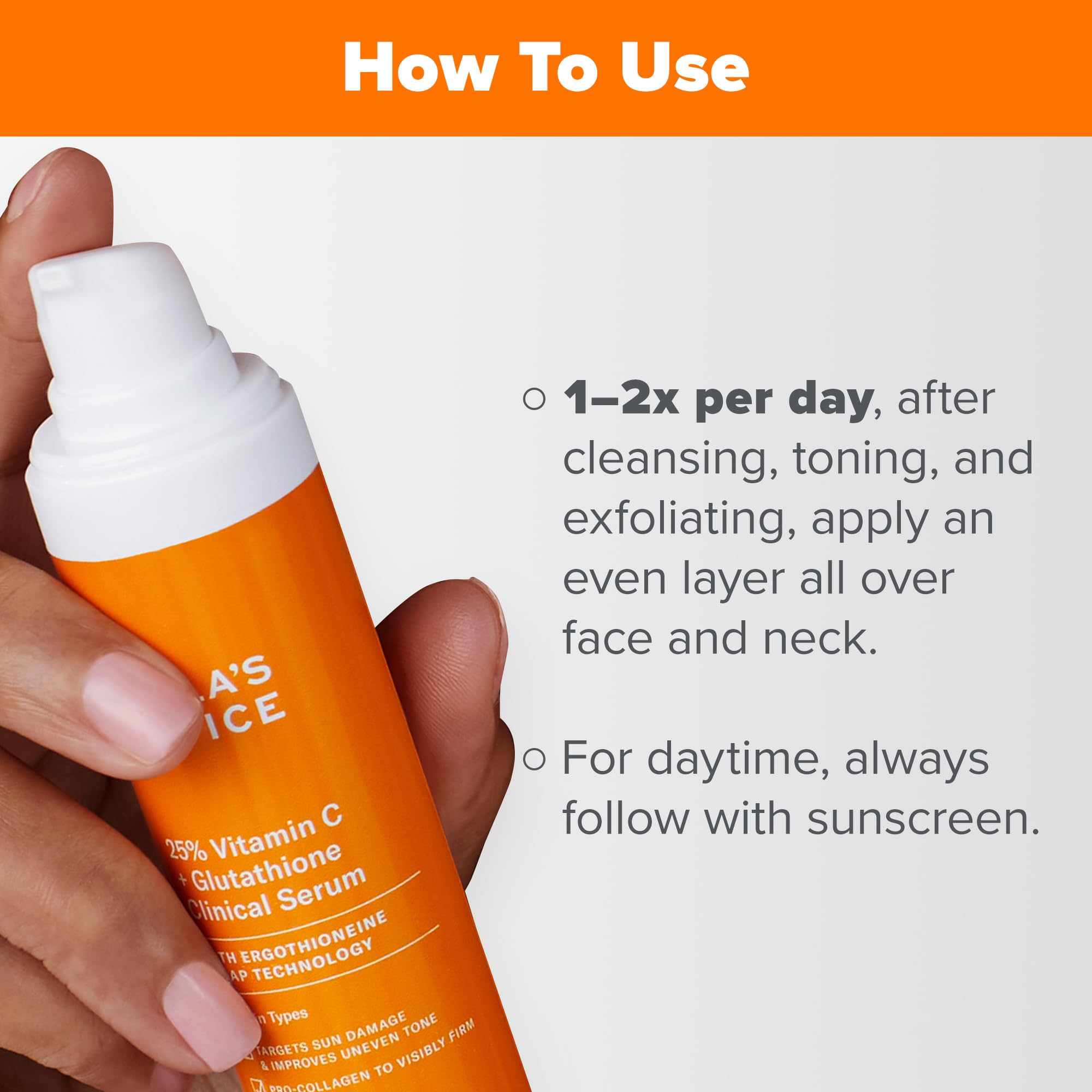 Paula's Choice 25% Vitamin C Serum dropper image, shows stable vitamin C for gentle skin support.
