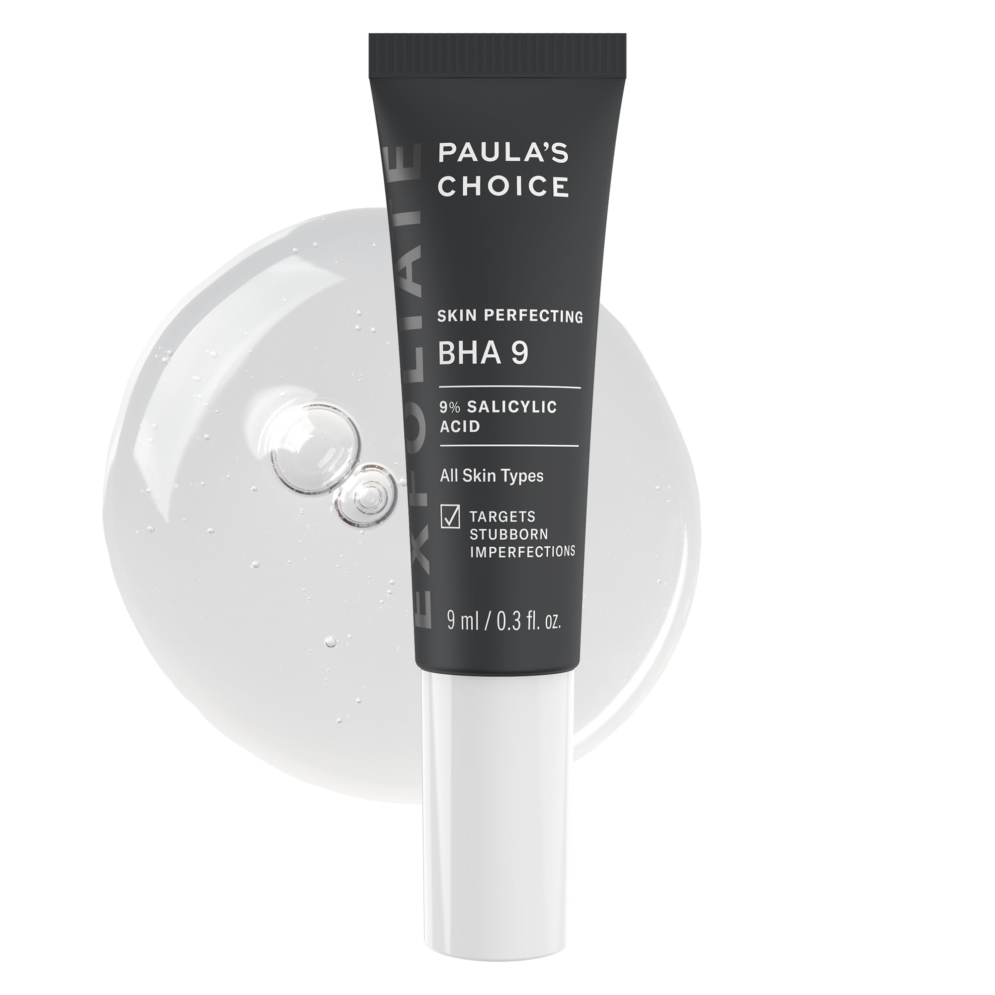 Paula's Choice BHA 9 spot treatment bottle focusing on pore refinement and exfoliation