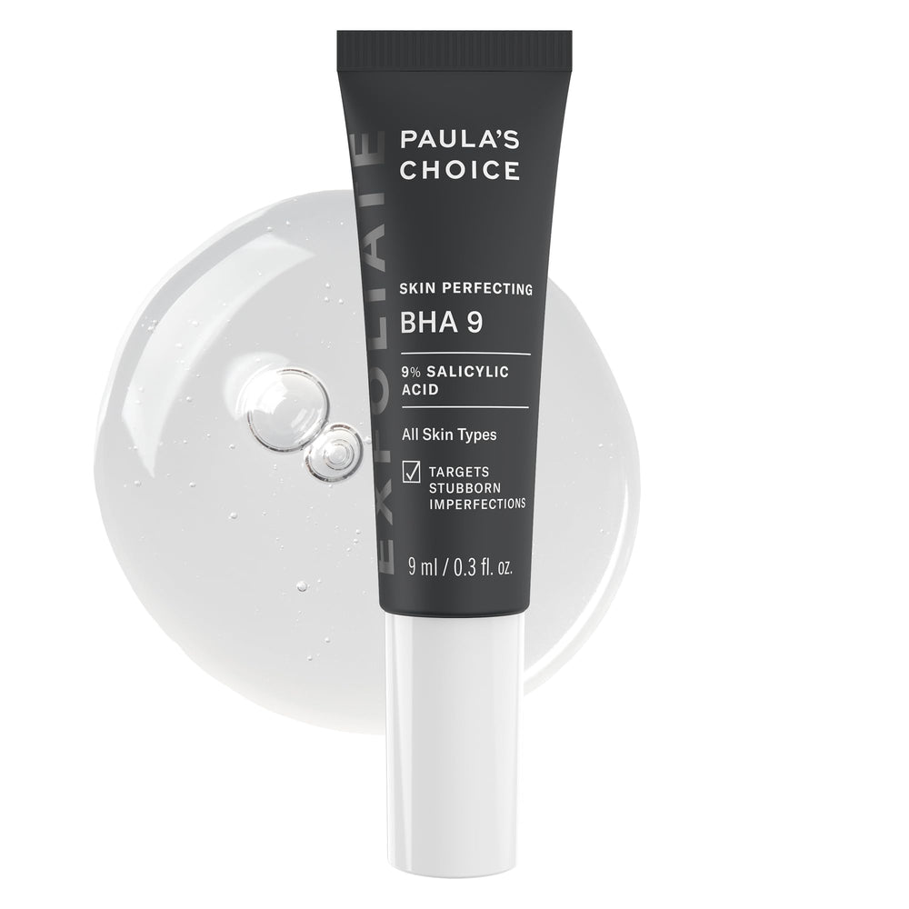 Paula's Choice BHA 9 spot treatment bottle focusing on pore refinement and exfoliation