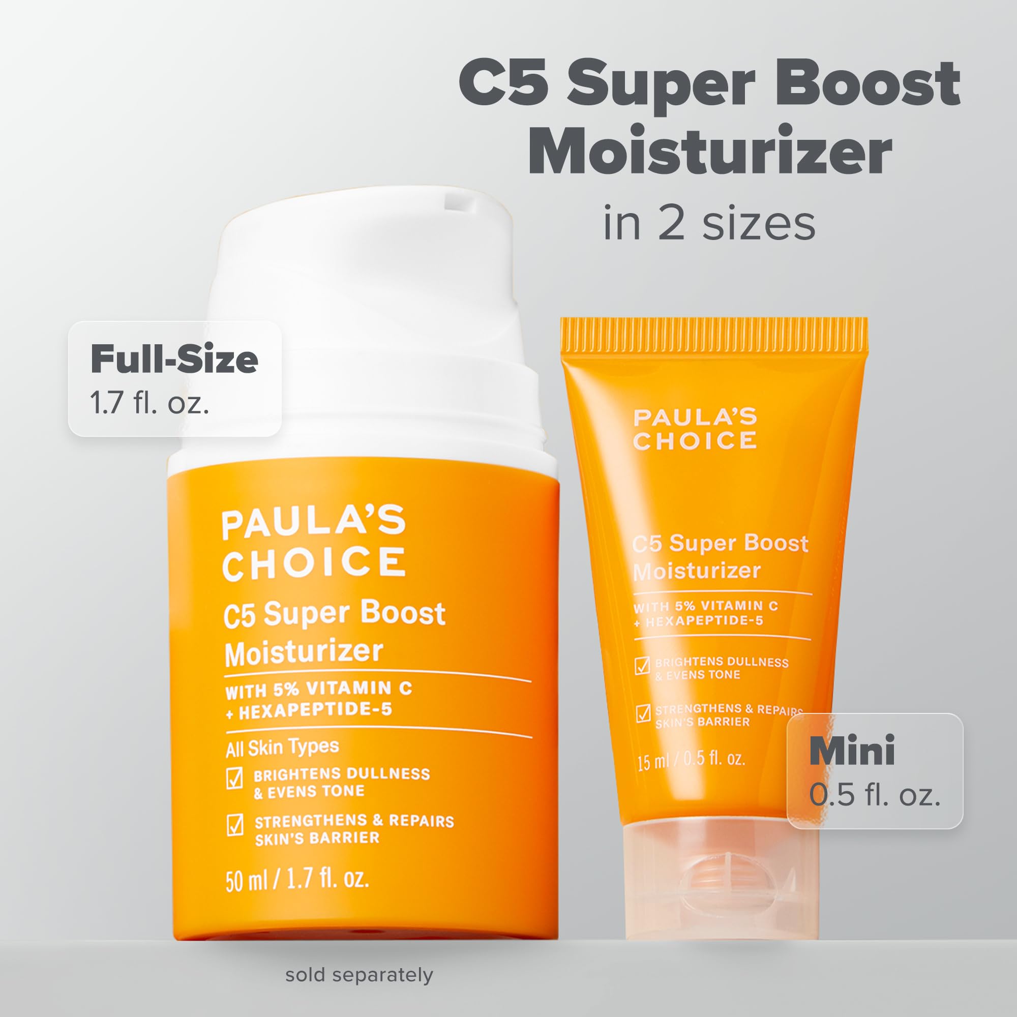 Barrera cutánea fortalecida con Paula's Choice C5 Super Boost y péptidos.