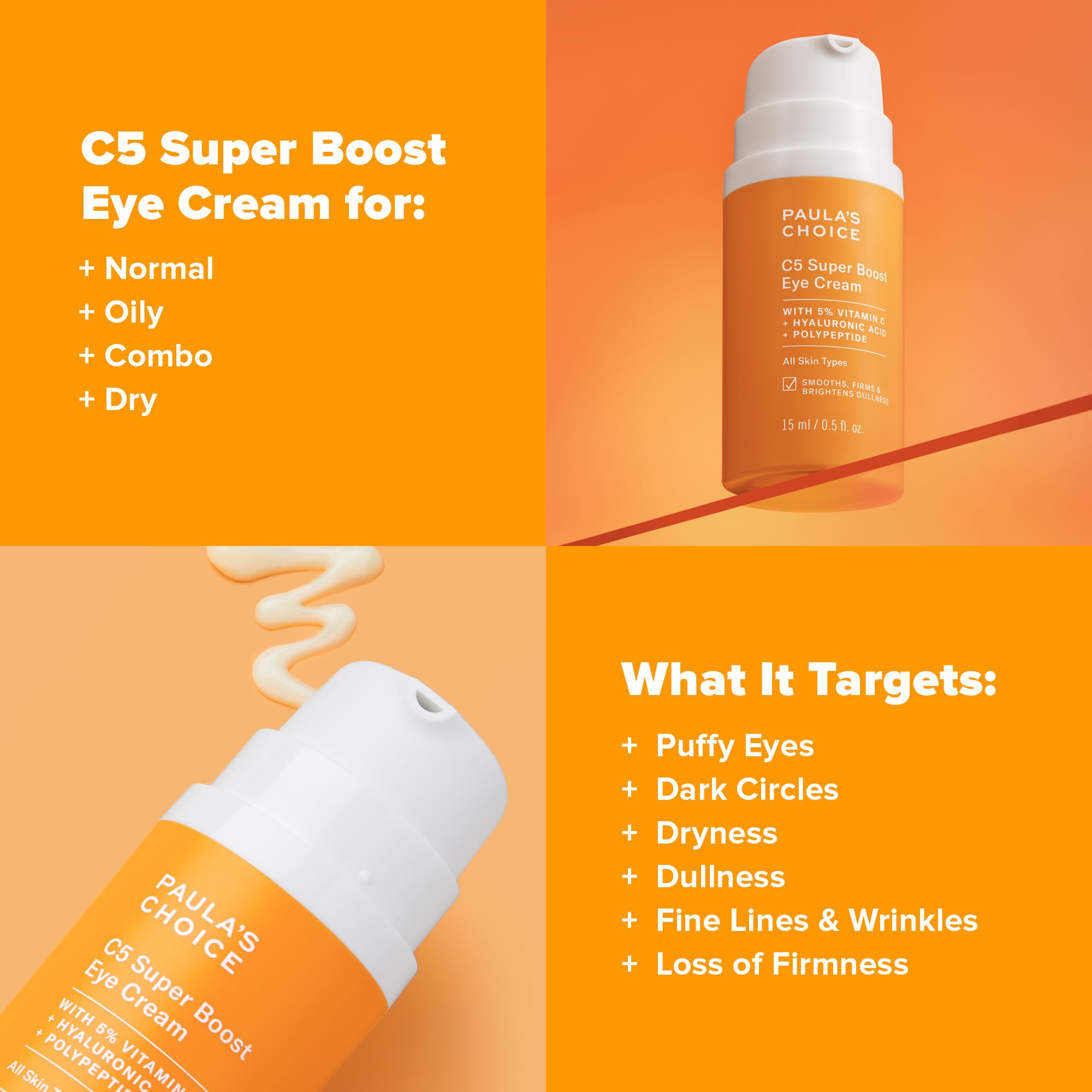 Paula's Choice C5 eye cream with hyaluronic acid delivers deep hydration for under-eye skin.