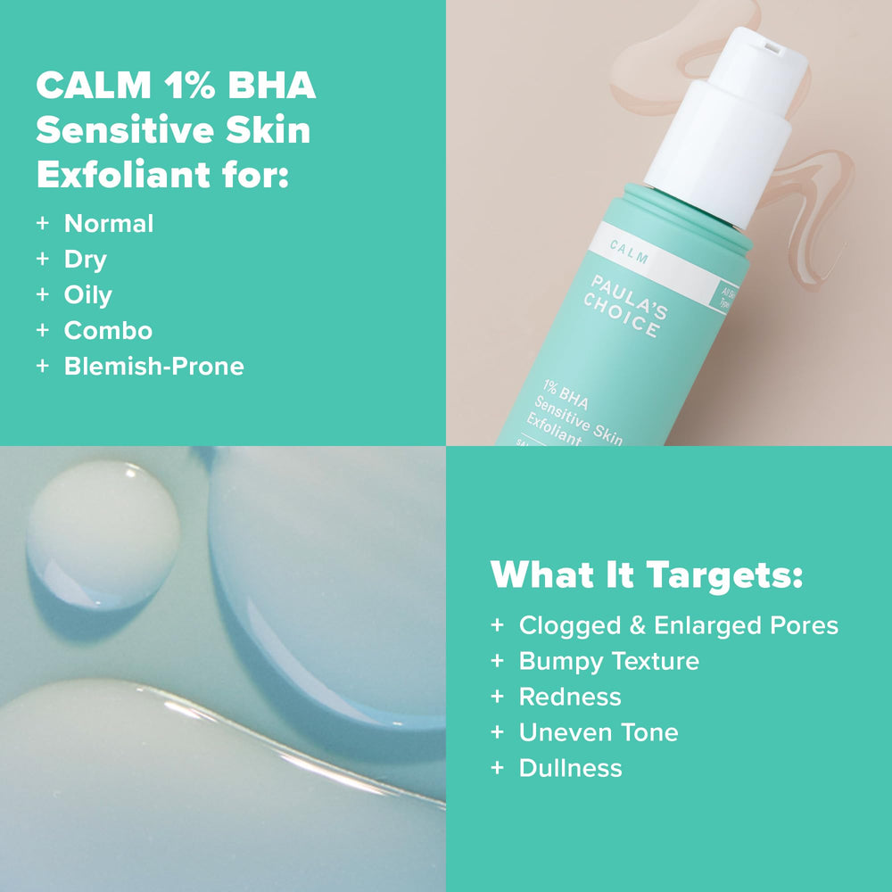Paula's Choice CALM 1% BHA packaging front showing fragrance-free design.