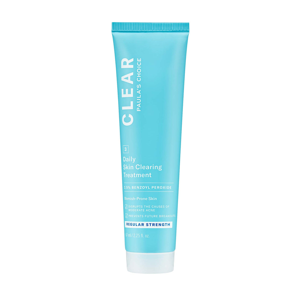 Paula's Choice CLEAR bottle front, fragrance-free acne treatment for daily use.