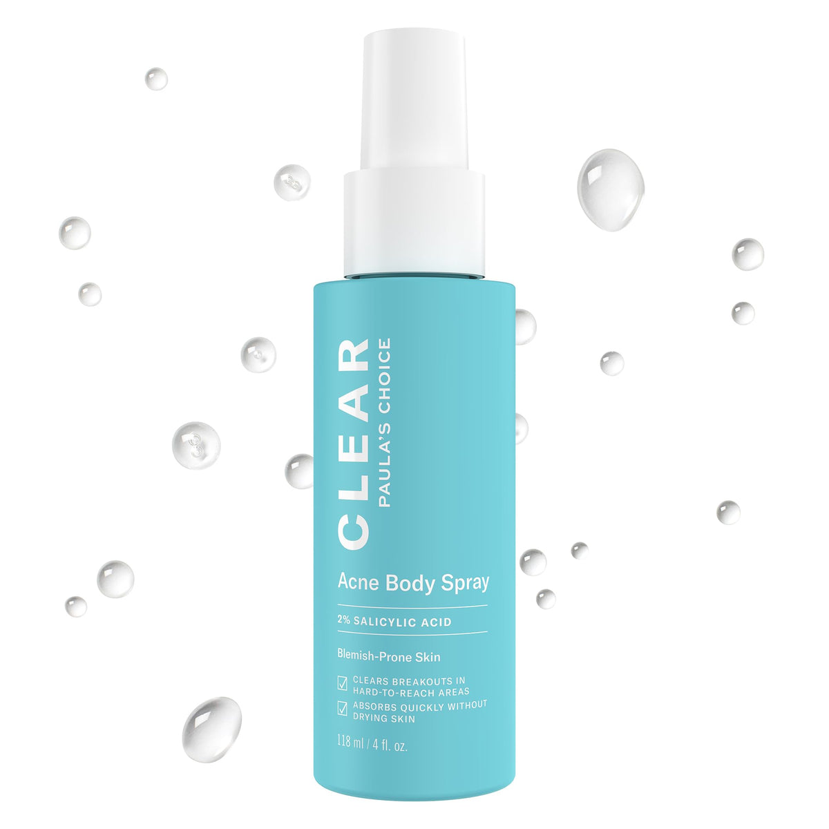 Paula's Choice CLEAR Exfoliating Back & Body Acne Spray bottle ready for back acne care.