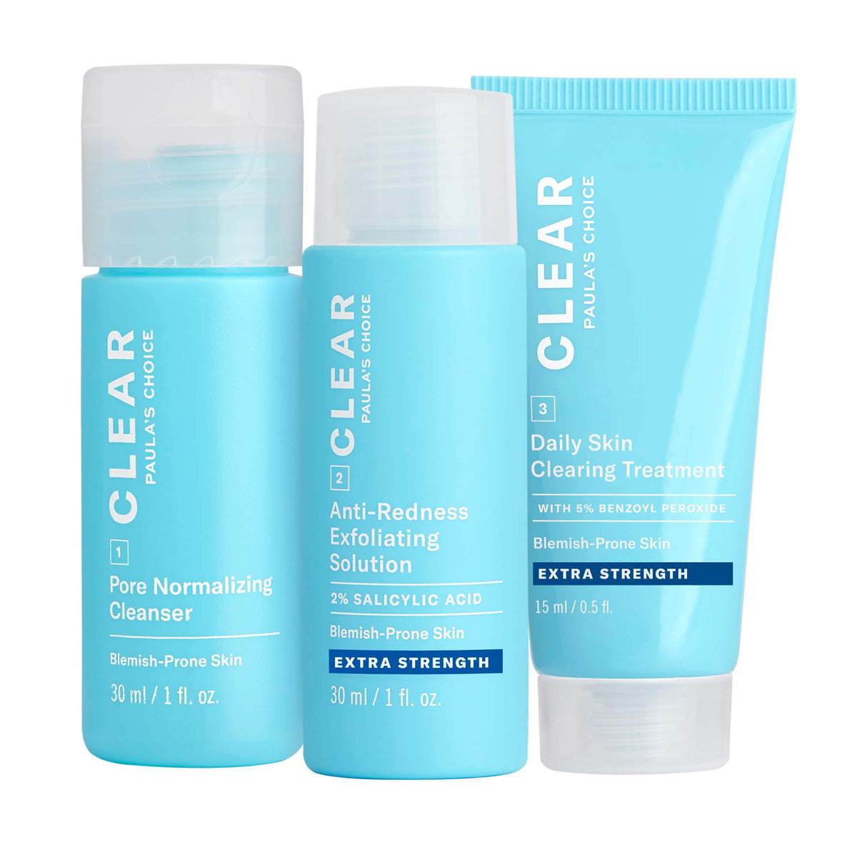 Paula's Choice CLEAR travel kit box for on-the-go acne control and pore care.