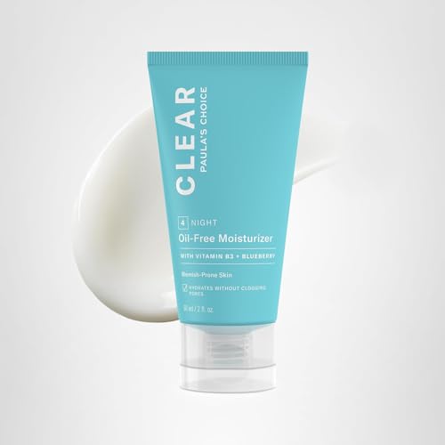 Paula's Choice CLEAR oil-free moisturizer as part of a nighttime routine.
