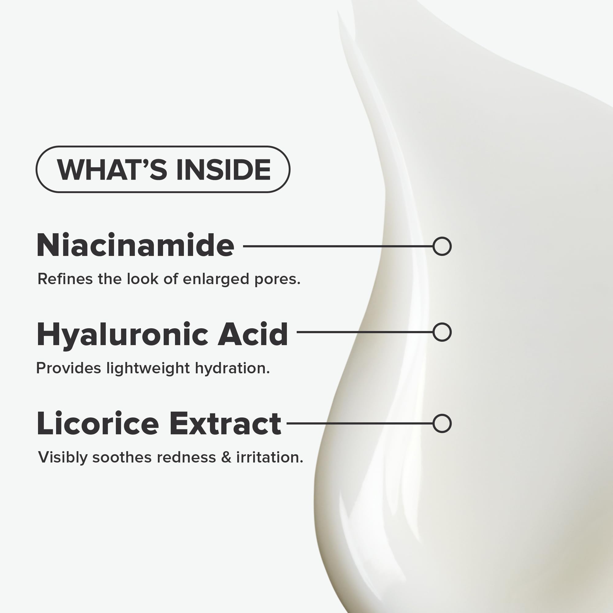 Paula's Choice texture swirl reveals non-greasy hydration for blemish-prone skin.