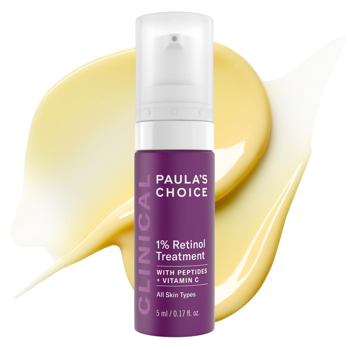Paula's Choice Clinical 1% Retinol bottle with dropper for targeted wrinkle refinement