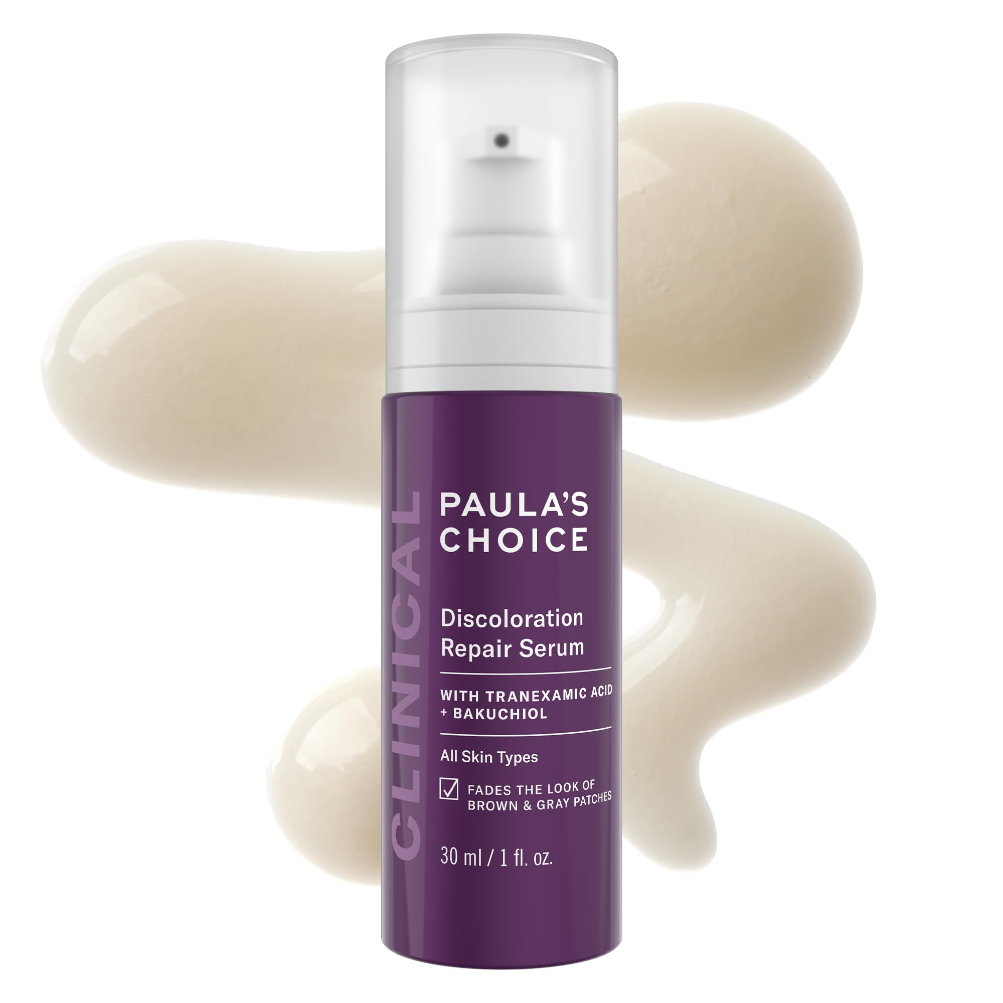 Paula's Choice Clinical Discoloration Serum bottle, fragrance-free formula for even skin tone.